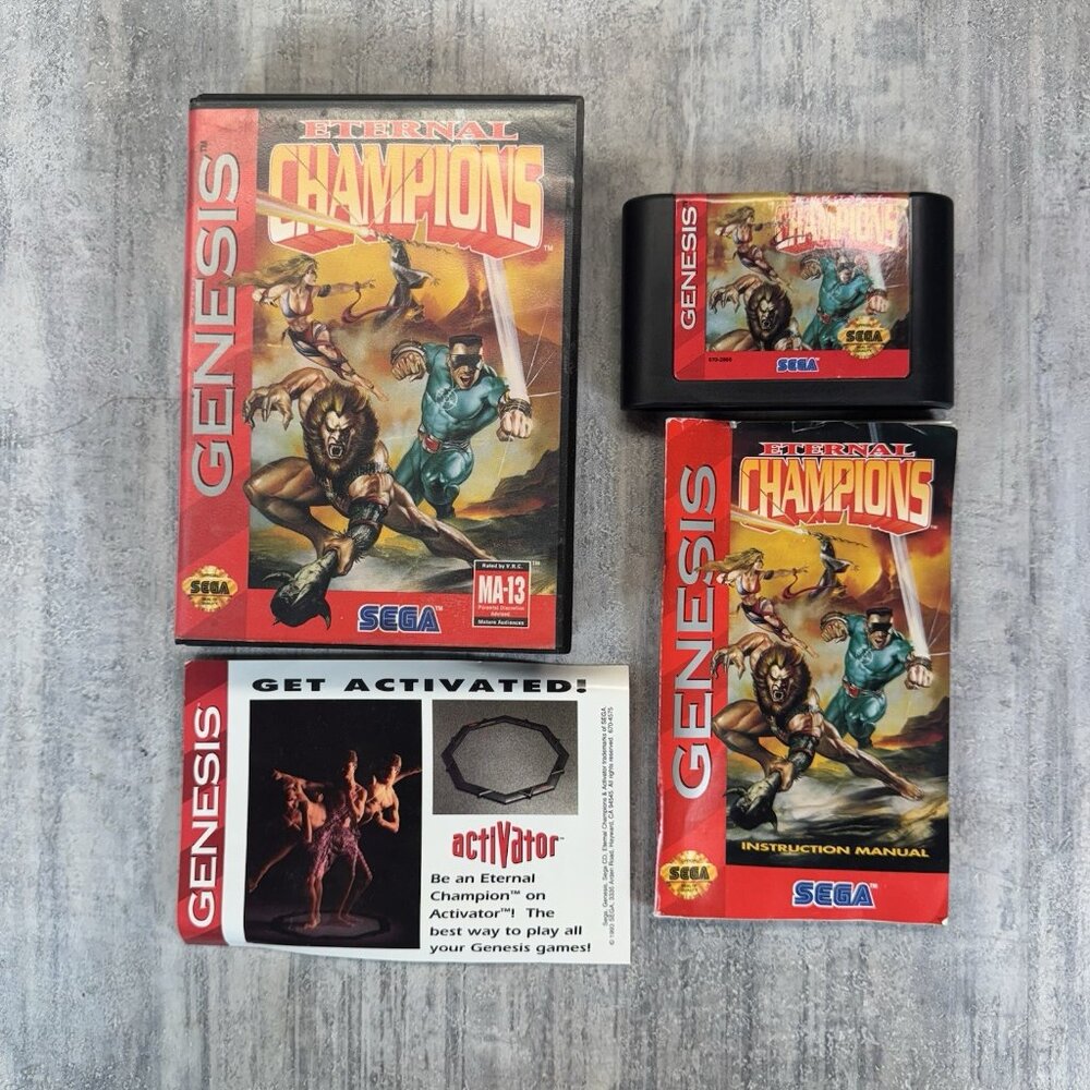 Eternal Champions (Sega Genesis, 1993) CIB with Manual Tested B